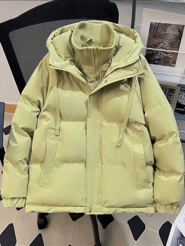 假两件羽绒棉服女外套冬季新款加厚保暖棉袄学生连帽棉衣面包服女|undefined