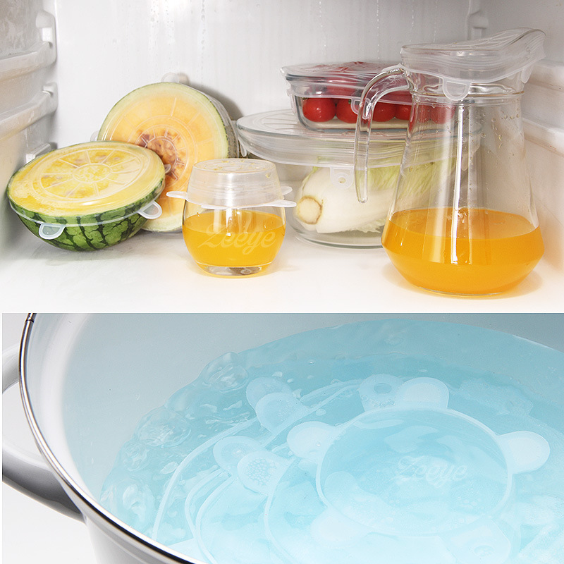 Venta caliente transfronteriza utensilios de cocina cubierta de conservación fresca juego de seis piezas cubierta sellada de silicona cubierta antidesbordamiento envoltura de plástico redonda fábrica al por mayor