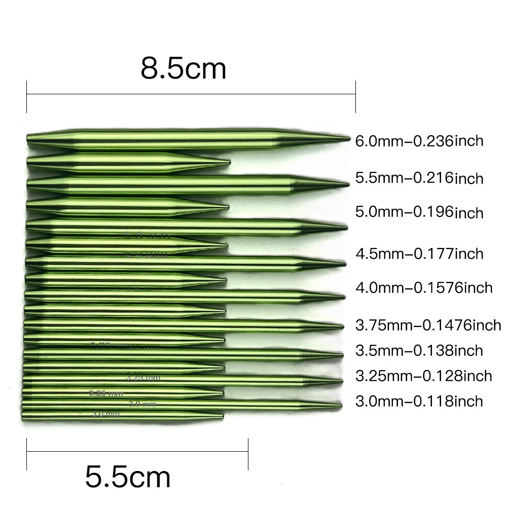 Agujas de lana transfronterizas verde de óxido de aluminio desmontables de manga 5 + 8 agujas de suéter de cambio de cuerda un conjunto de 9 pagos