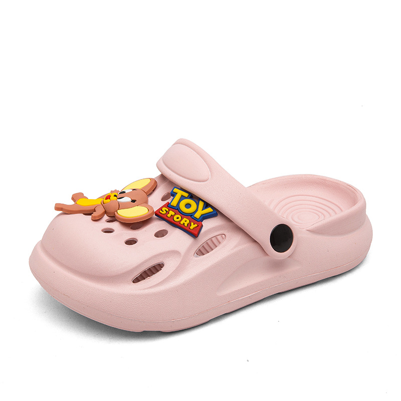 Nuevos zapatos con agujeros para niños, zapatos, zapatos de playa desmontables para niños pequeños y medianos, accesorios de dibujos animados, arrastre para niños y niñas