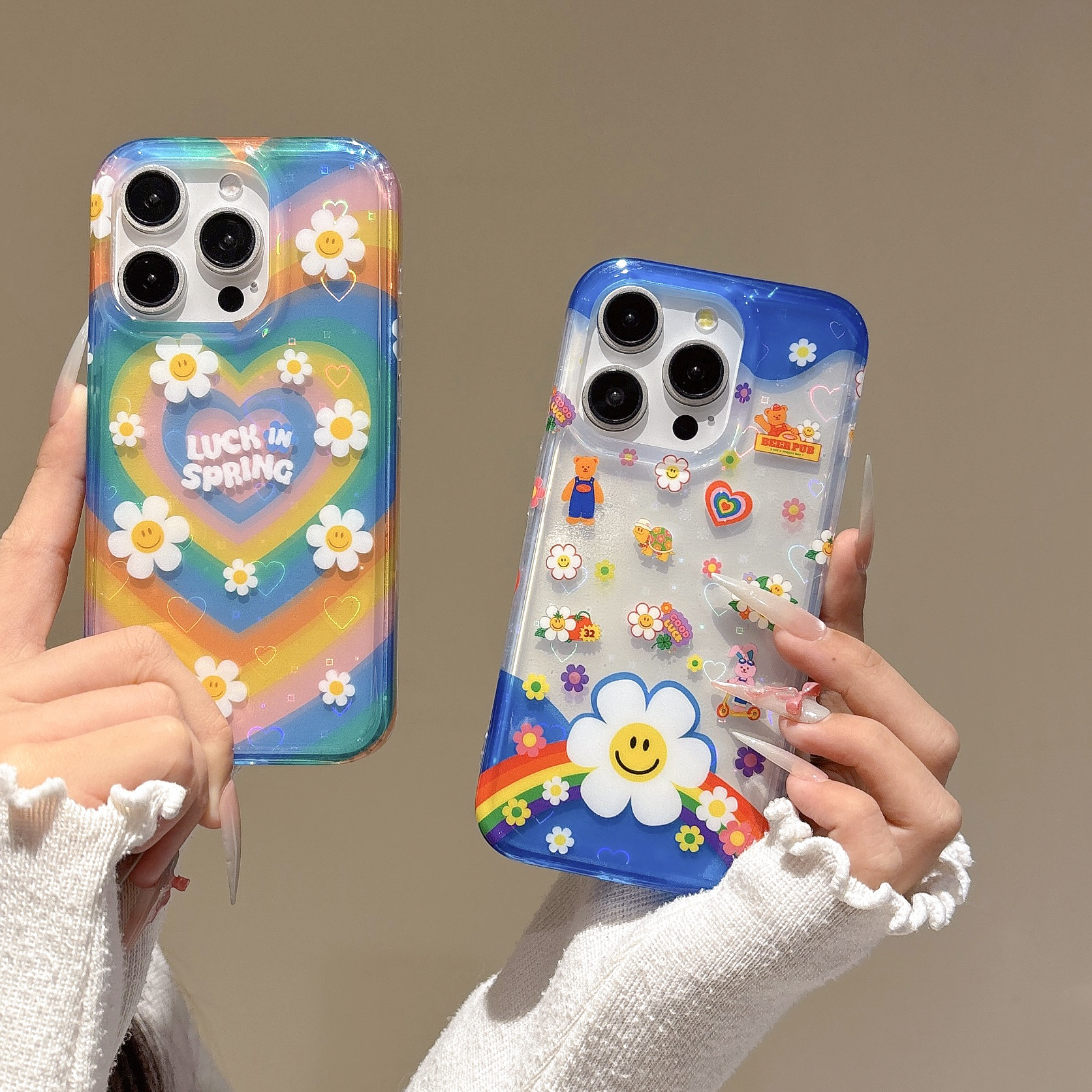 Pantalla completa flor de color cara sonriente para iphone16ProMax funda para teléfono móvil 14 Apple 15 femenino 16 nuevo 15PM