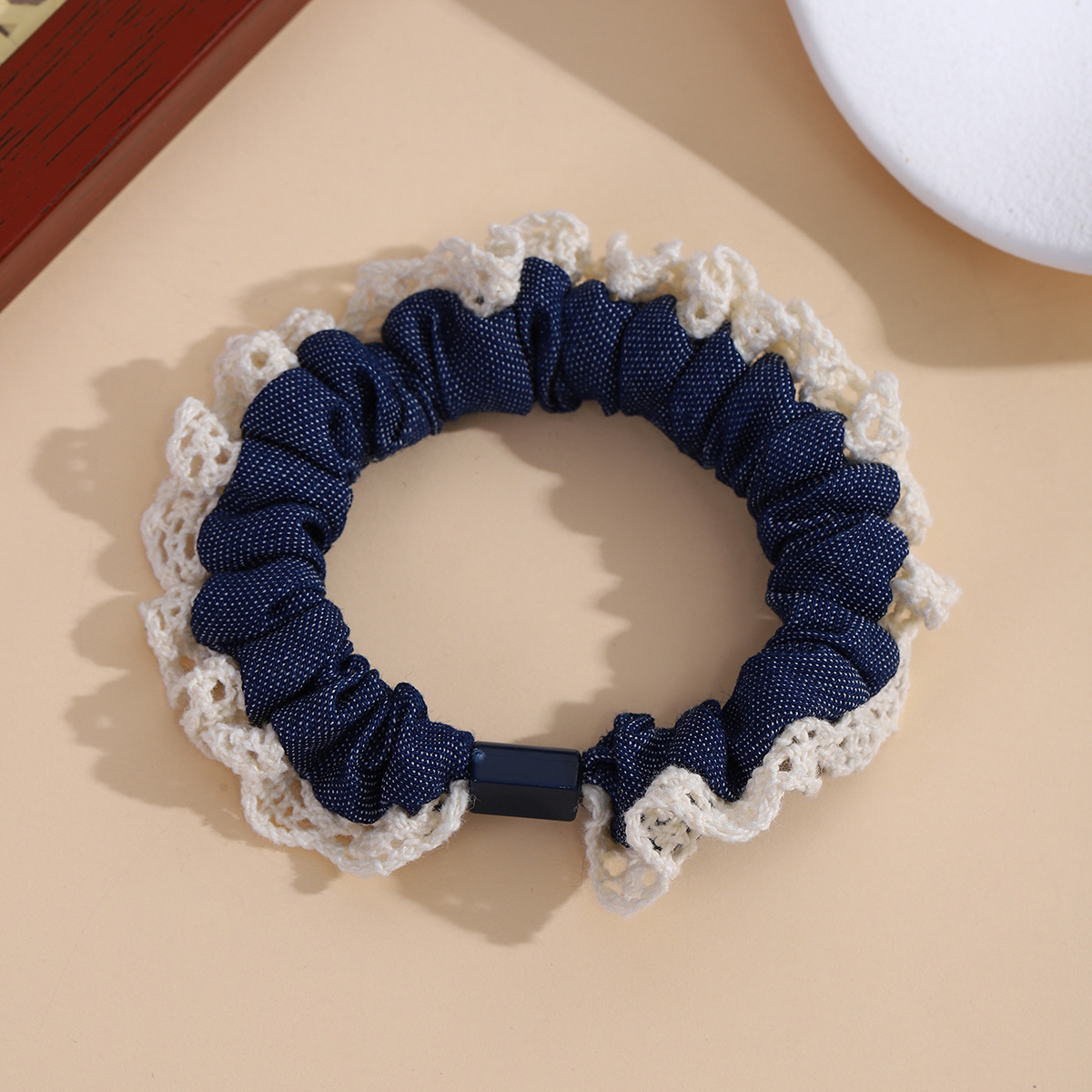 Denim coreano de encaje azul suave y fresco simple de cola de caballo collar de cabello intestino delgado de alta elasticidad cuerdas de cabello adornos de cabello
