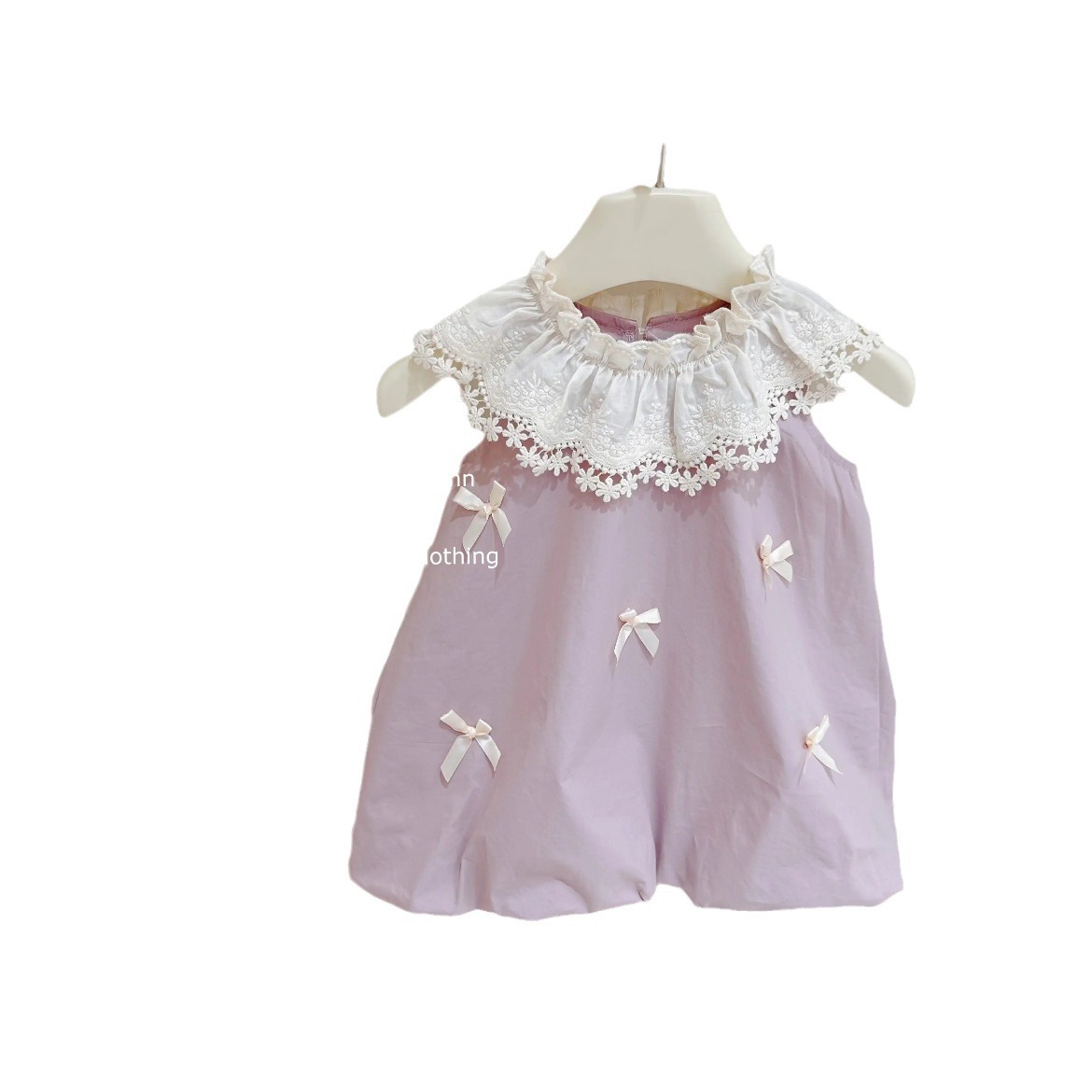 Mädchenweste 2025 Neuer Stil Baby Mädchen Spitze Kragen Dünn Ärmellos Süßes Prinzessinnenkleid mit Blumenknospenmuster_voghion.com