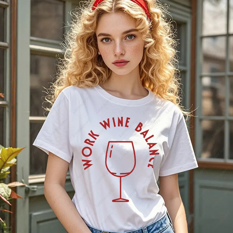 【Cross-Border European Size】Work Wine Balance Tshirt Fun Wine T-Shirt Men's