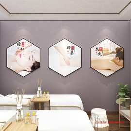 采耳店美容院墙面装饰品中医文化背景布置养生馆足疗房间设贴宣旭