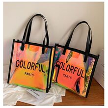 炫彩手提袋卡通防水镭射果冻大容量时尚精美手拎礼物袋儿童礼品袋