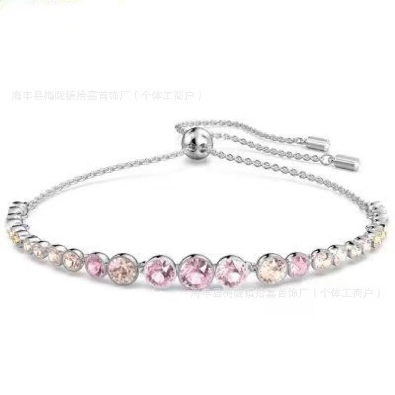 施家Emily圆形满钻彩色水晶手链蓝色时尚简约流行轻奢跨境饰品|undefined