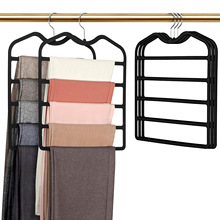 新款短颈五层裤架植绒防滑多层裤架领带丝巾多功能收纳衣架裤挂
