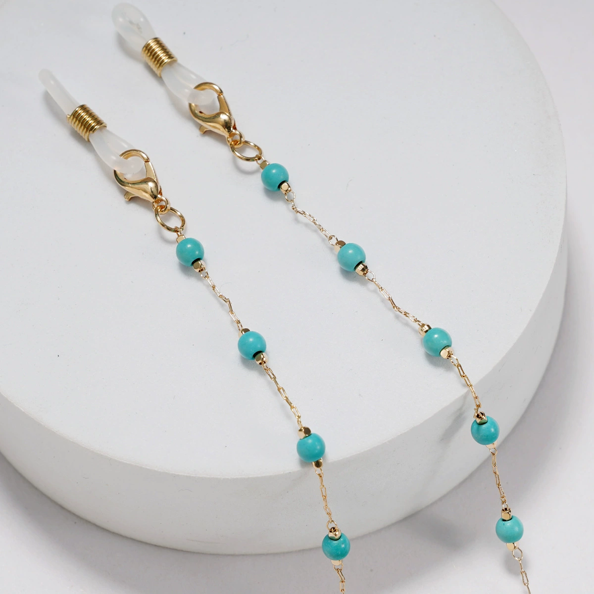 Turquoise metal medical mask pearl, glasses, strap handmade, Amazon