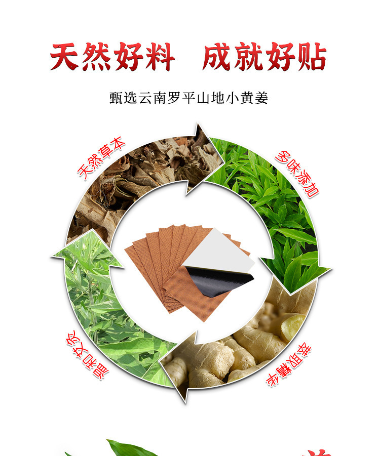 Mugwort Heating Ginger Patch, Warm Moxibustion Hot Compress Foot Patch, Neck, Shoulder, Waist, Leg Pain Relief Patch, Original Point Ginger Patch, Hot Compress Plaster detail image