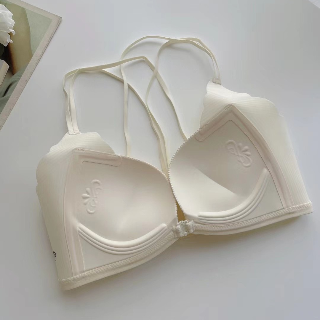 169 Sin imán, sin almohadilla para el pecho, hebilla frontal integrada, sin anillo de acero, pecho pequeño, recogido, ropa interior grande, sujetador de espalda sexy, mujer