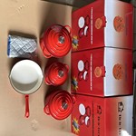 珐琅铸铁不粘锅具套装平底煎锅搪瓷铸铁汤锅4件套锅家用电磁炉