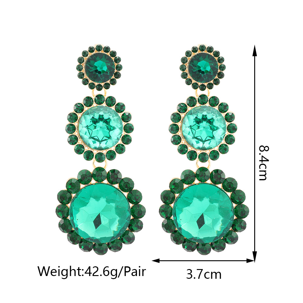 1 Pair Simple Style Round Glass/colored Glaze Inlay Artificial Gemstones Women's Earrings display picture 1