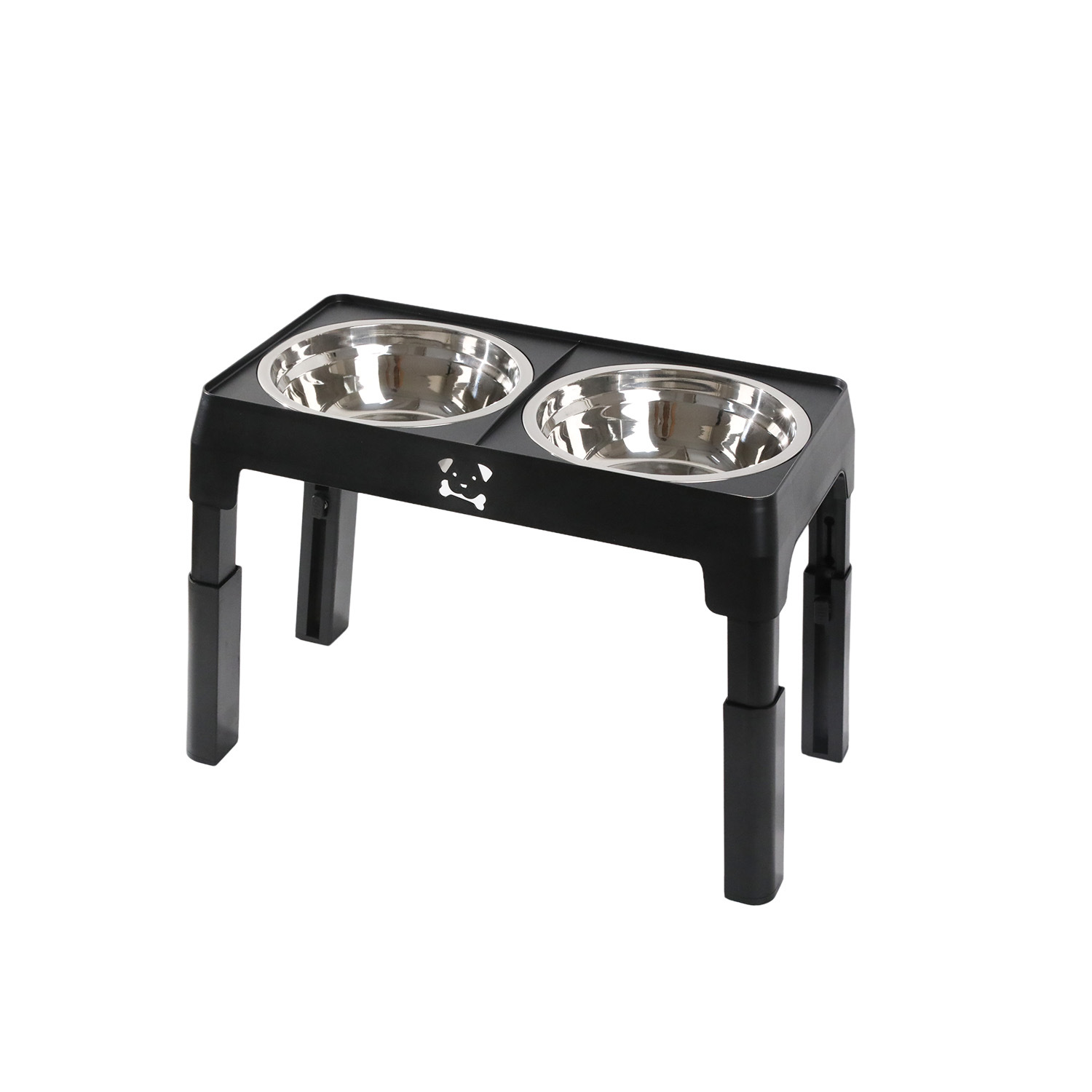 Tazón doble de acero inoxidable para perros, mesa de comedor plegable super grande ajustable, tazón de comida para perros de pies altos.