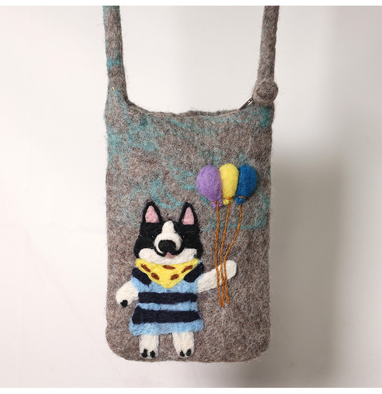 Kid'S Women's Mini Wool Felt Animal Cute Zipper Square Bag display picture 6