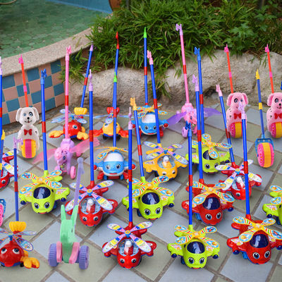 Push Toys children Single pole Push wheel aircraft Toddler Sound Attract baby Walk Trolley On behalf of