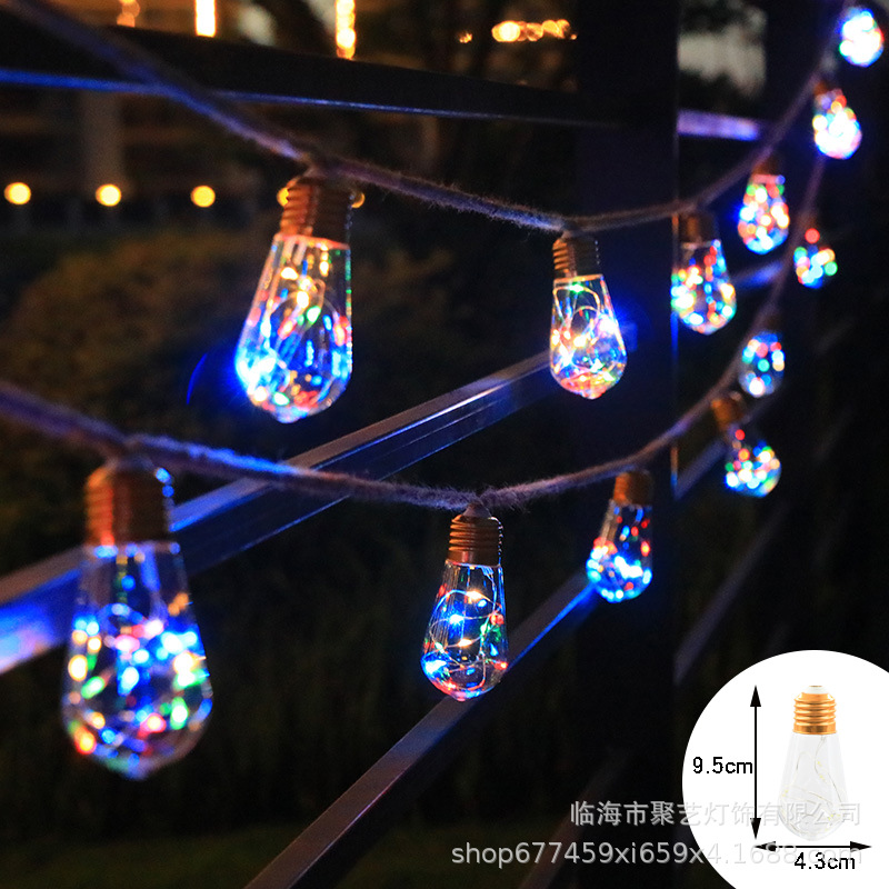 Camping al aire libre cadena de lámpara impermeable cable de cânhamo lámpara LED de lámpara