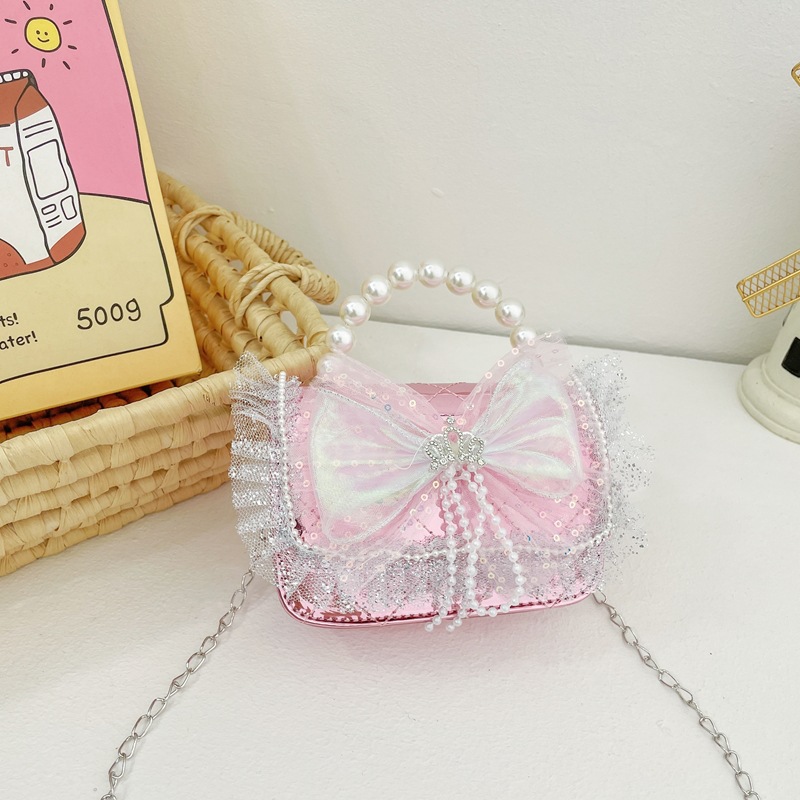 Longo Grace arco bolso de hombro de niñas cambio bolso de mochila de moda bolso infantil nuevo bolso de perlas de niñas