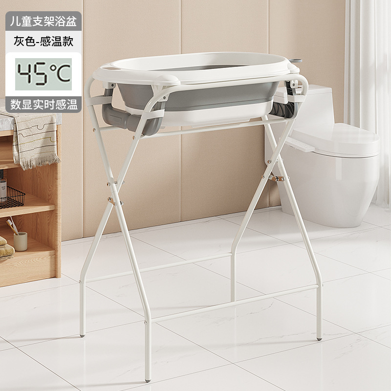 Bañera Infantil con Soporte Plegable de Plástico para Baño de Bebés y Mascotas image 8
