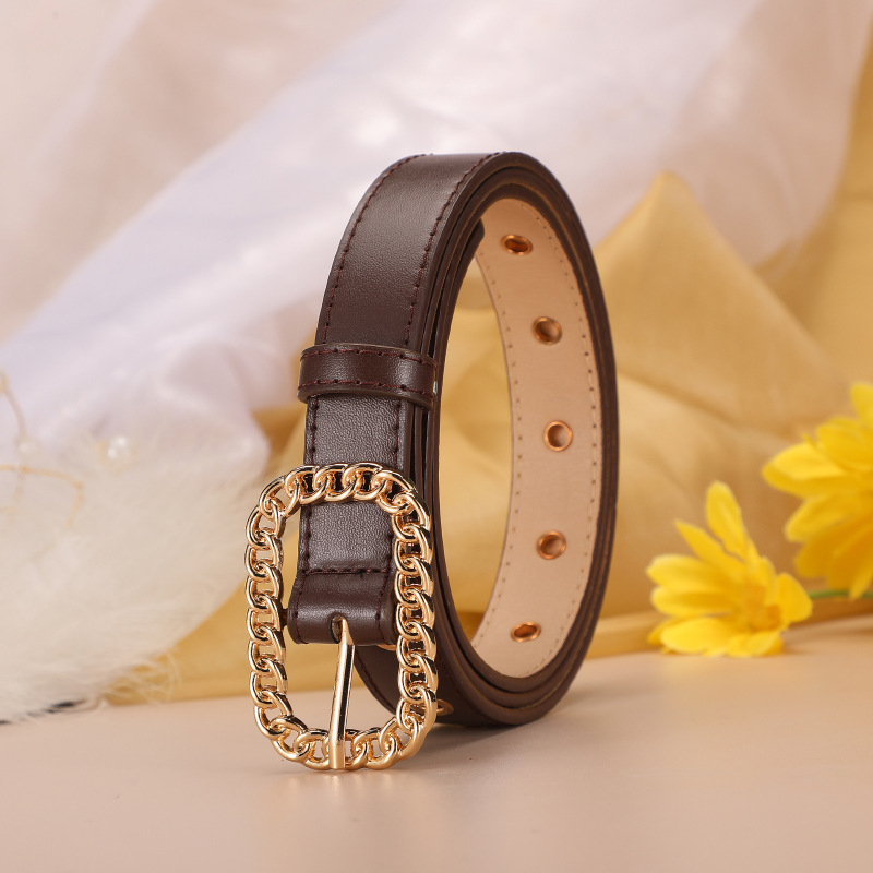 Mode riem retro goud vierkant gesp voor dames stijlvolle riem_voghion.com
