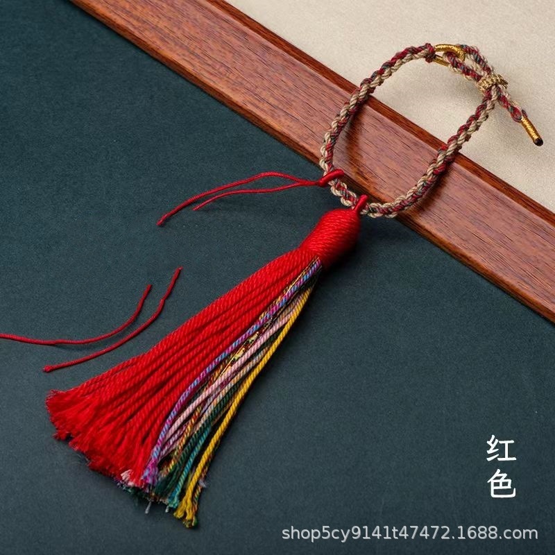 新款2025手搓棉线手把绳 编织手机挂绳 藏式流苏半成品 支持LOGO|undefined