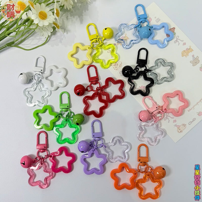 Hollow Five-Pointed Star Keychain Pendant Acrylic Star Earphone Case AirPods Pendant Creative Bag Decoration