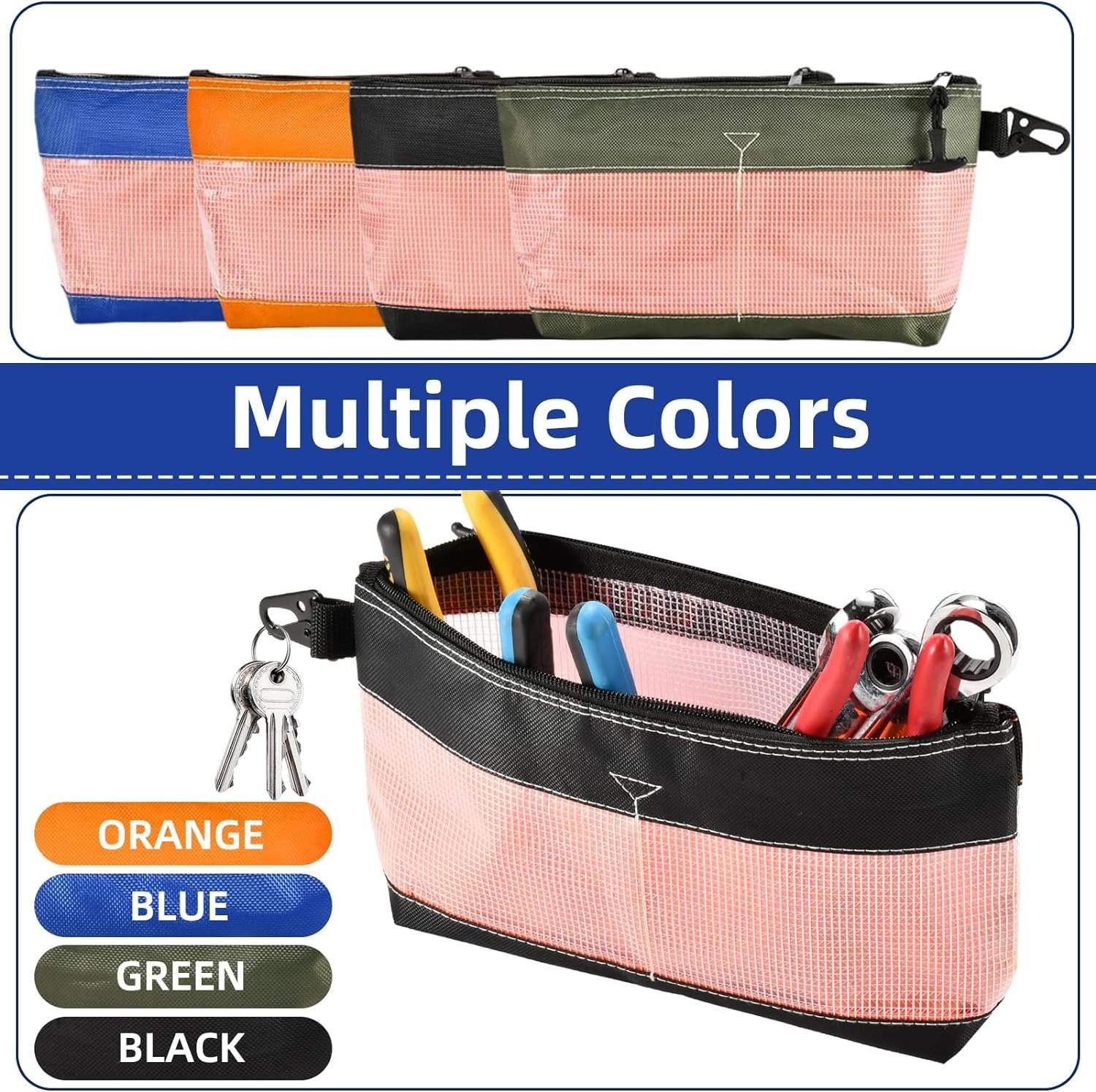 하드웨어 도구 부품 보관 가방 방수 투명 클립 메쉬 가방 옥스포드 천 보관 가방 유지 보수 다기능 교수형 가방