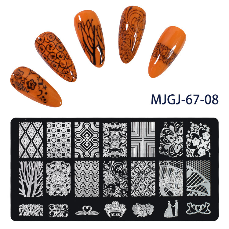 Nail Art Impresión Plantilla Stickers Esmalte de uñas estereoscópico Plantilla Diy Seal Placa de impresión Herramienta de transferencia