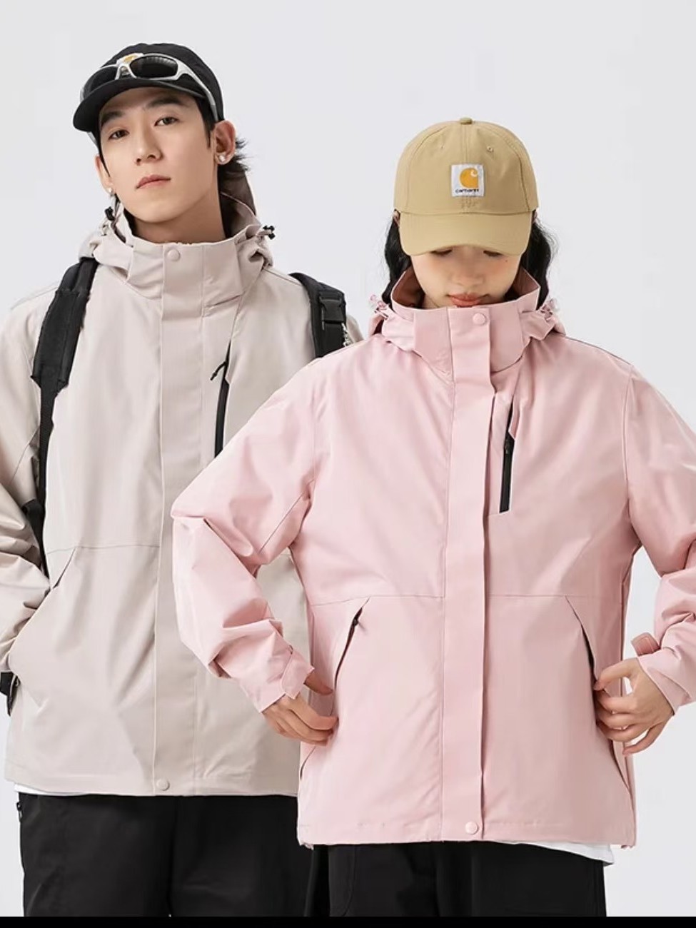 Otoño y invierno desmontables revestimiento de pluma pareja chaqueta 2 - en - 1 chaqueta impermeable al aire libre