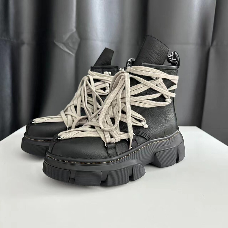 Black Strap Thick-soled Martin Boots Women's ro Heightened Ankle Boots Handsome Joint Short Boots Dark Punk Motorcycle Boots