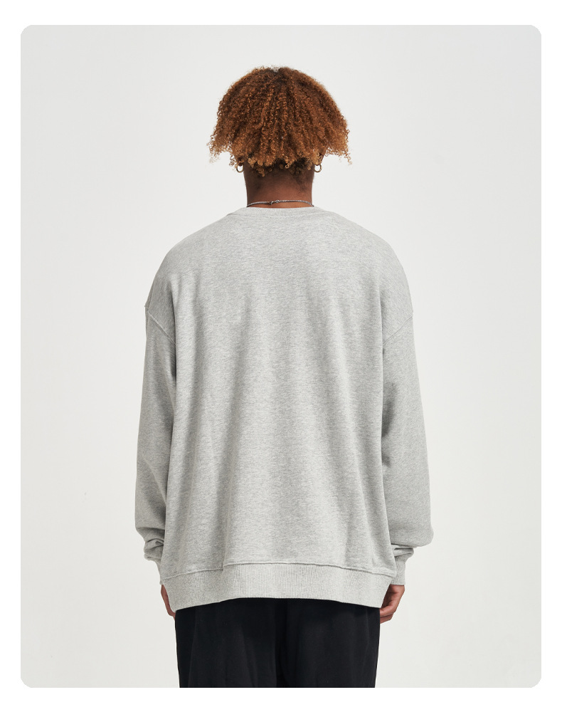 Solid Colour Crew Neck Sweatshirt For Men In Premium Cotton_voghion.com