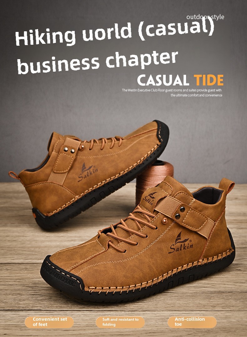 Casual Loafers For Men Handmade Leather Flat Slip-on Driving Shoes_voghion.com