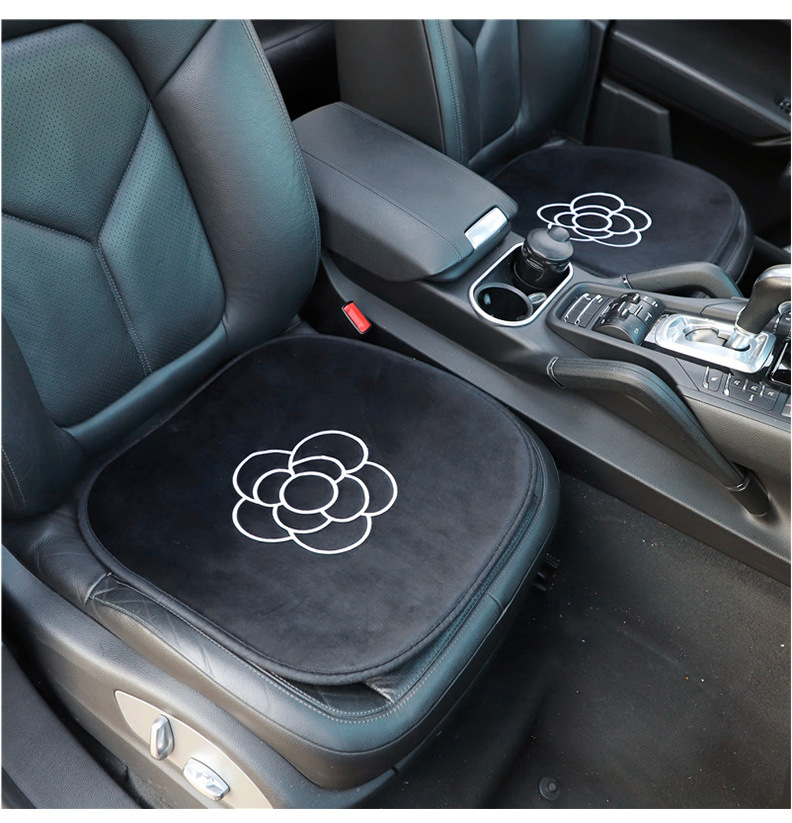 Camellia Car Seat Cushion Autumn and Winter Plush Comfortable Car Seat Cover High-End Car Interior Supplies