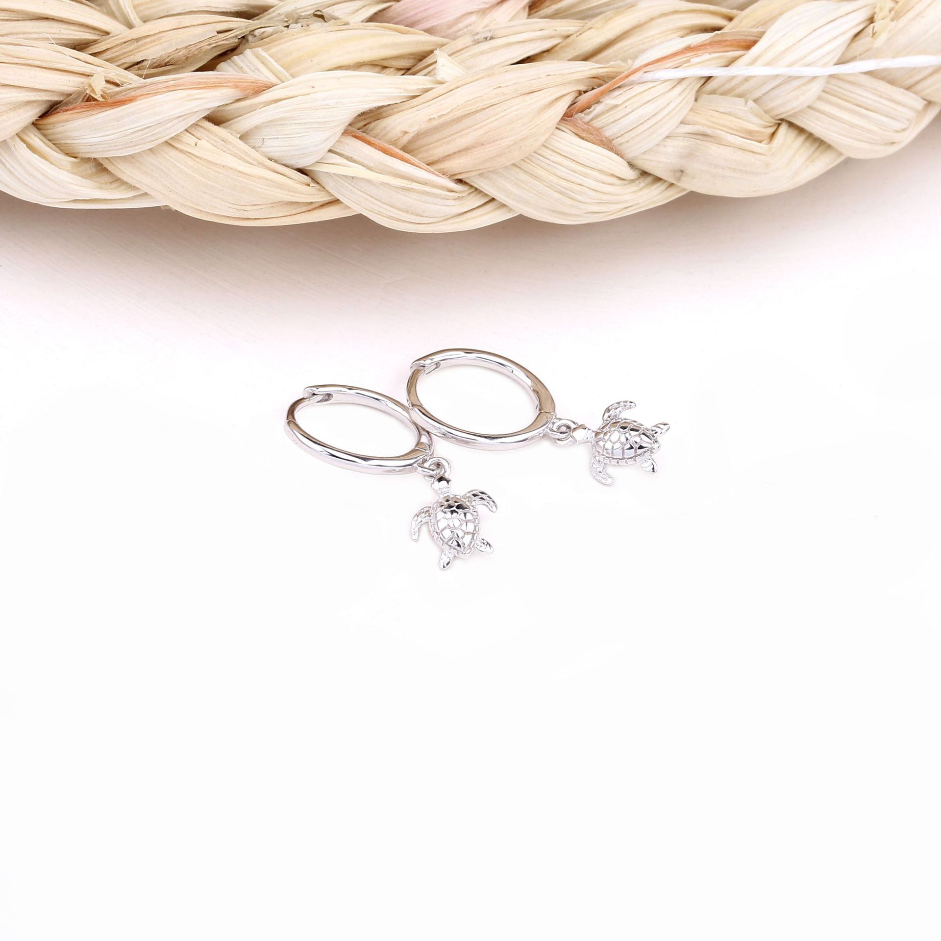 Beach Occasion 925 Sterling Silver Material Tortoise, Ocean Pattern 1 Pair 925 Sterling Silver Tortoise Ocean White Gold Plated Gold Plated Drop Earrings Earrings