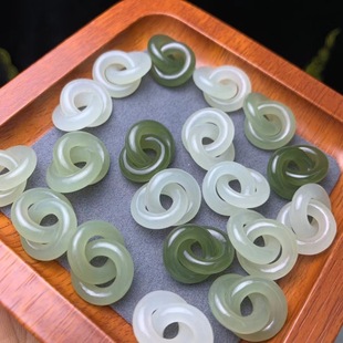 Wholesale Hetian jade large ring interlocking round double ring jade diy small clavicle pendant net red jewelry