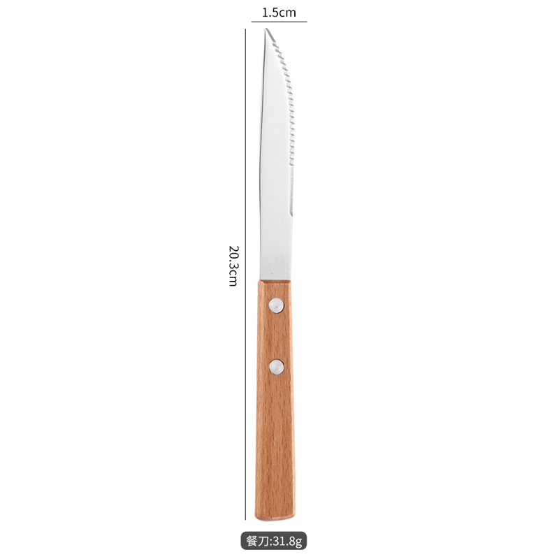 420 Acero-Color de madera claro-Cuchillo para carne