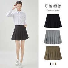 黑色百褶裙女夏季短裙高腰秋冬新款中长款学院风大码a字半身裙