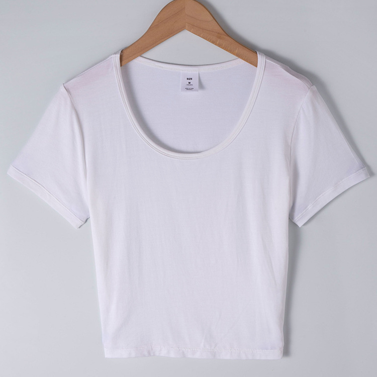 2023 New Women's Dress Modal Crewneck Short-sleeved Navel Base Shirt Slim-fit Elegant Commuter TR0080