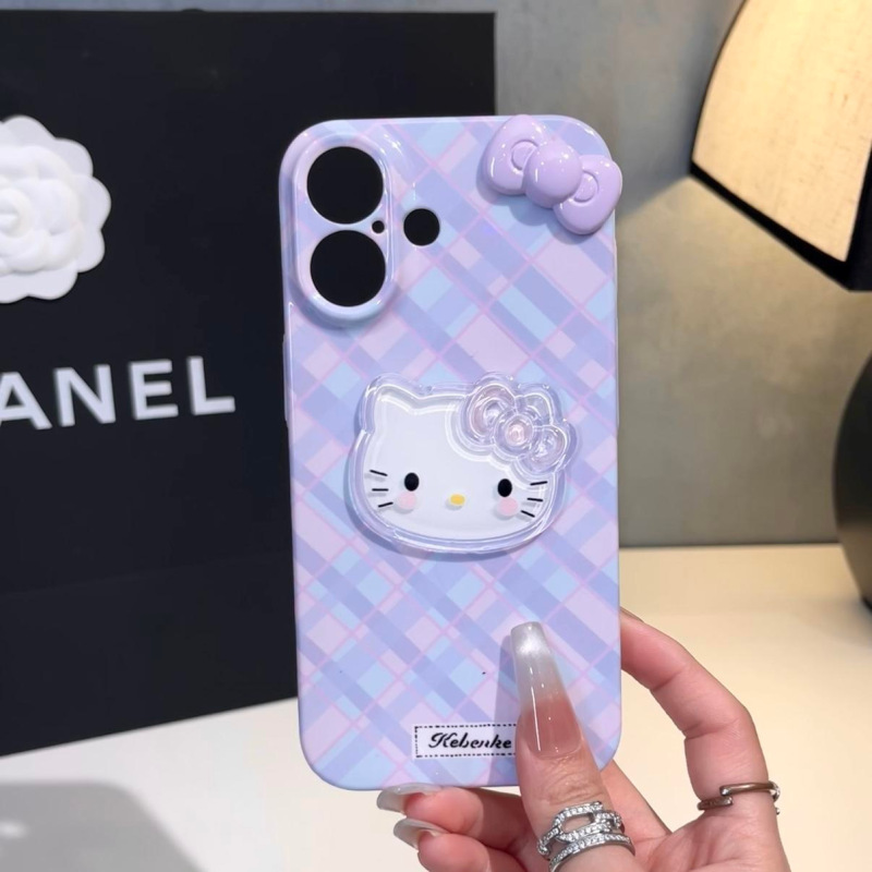 チェック柄 KT リボンは Apple/Huawei/oppo/Xiaomi/vivo 落下防止フィルムの新しい携帯電話ケースに適しています|undefined