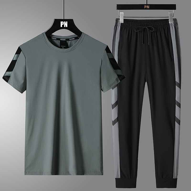 2024 traje de ocio deportivo transpirable de secado rápido ropa de hombre verano nuevo estilo pantalones de manga corta hombres a juego guapo