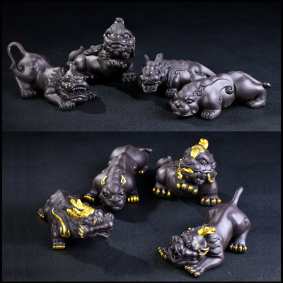 紫砂招财貔貅 茶宠可养聚财大号摆件 个性创意金蟾茶玩茶道配件|ms