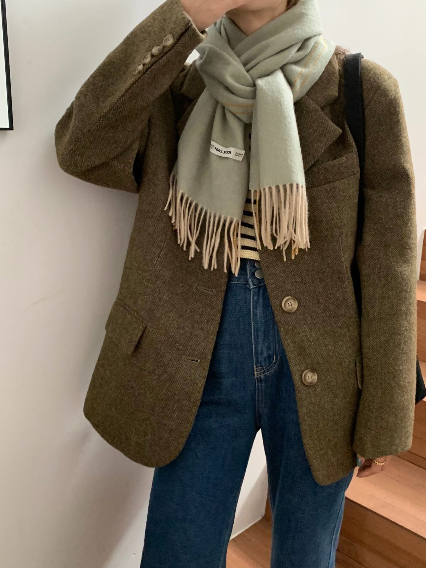 Sciarpa da coppia in edizione stretta, calda, versatile, coreana, invernale, da donna, in 100% lana, tinta unita, semplice, double face_voghion.com