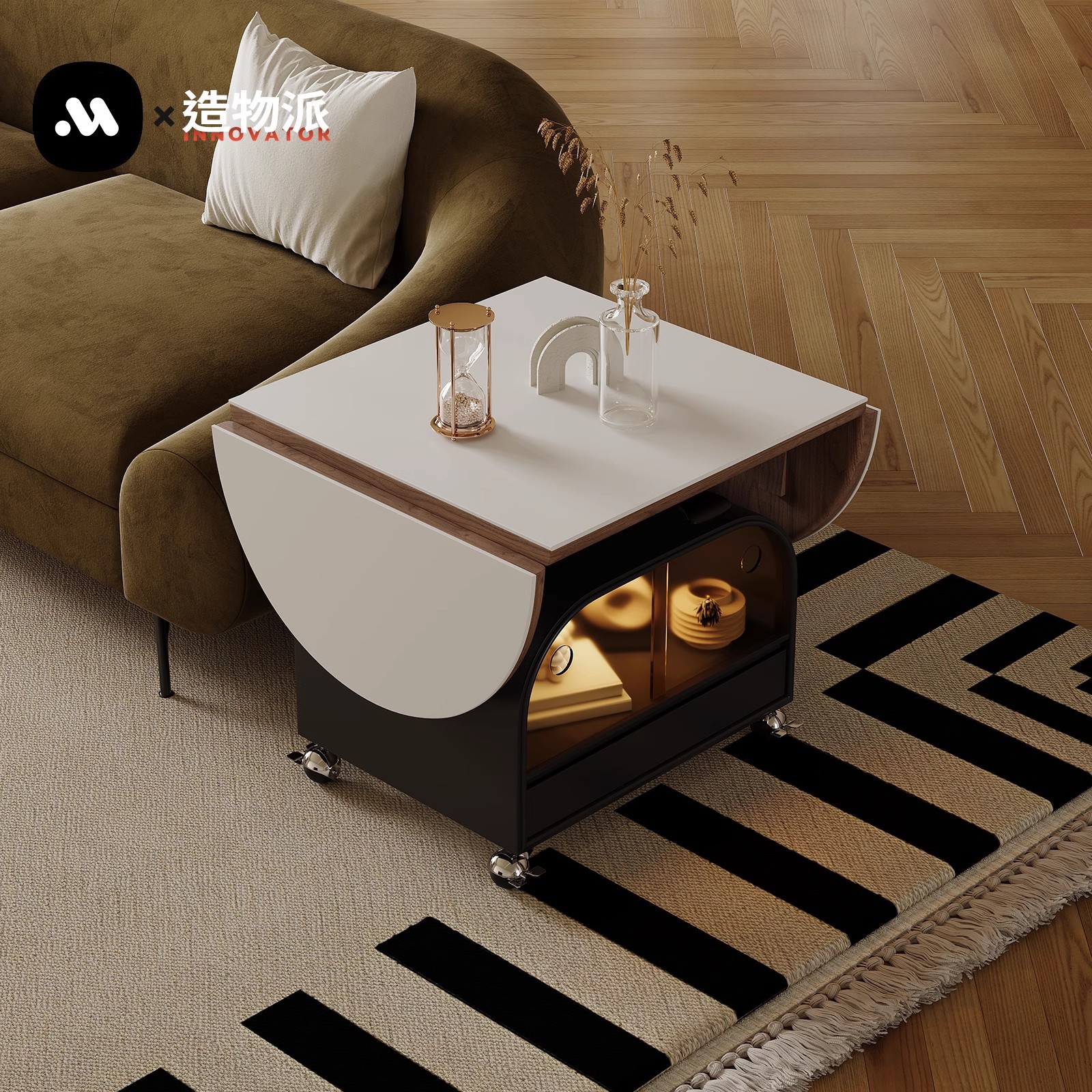 Mesa lateral de elevación sala de estar 2024 nueva mesa de comedor de tablero de roca ovalada minimalista italiana móvil mesa de centro plegable dos en uno