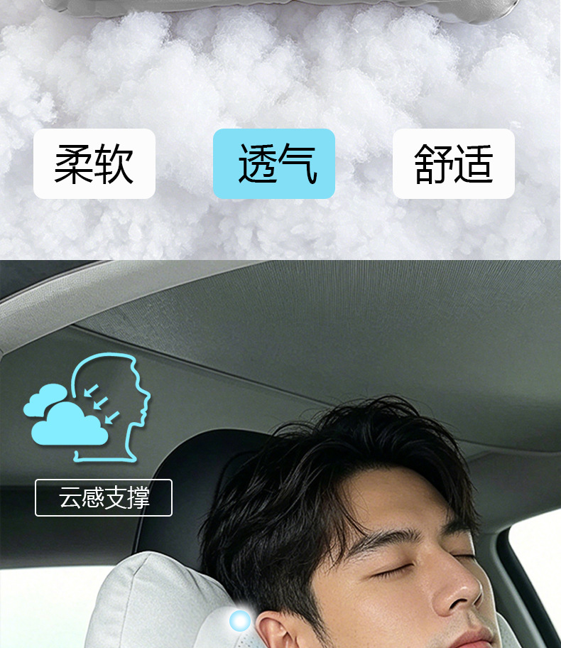Suitable for Tesla Car Headrests, High-End Perforated Breathable Car Neck Pillow, Car Cushion, Double-Layer Headrest for Vehicles