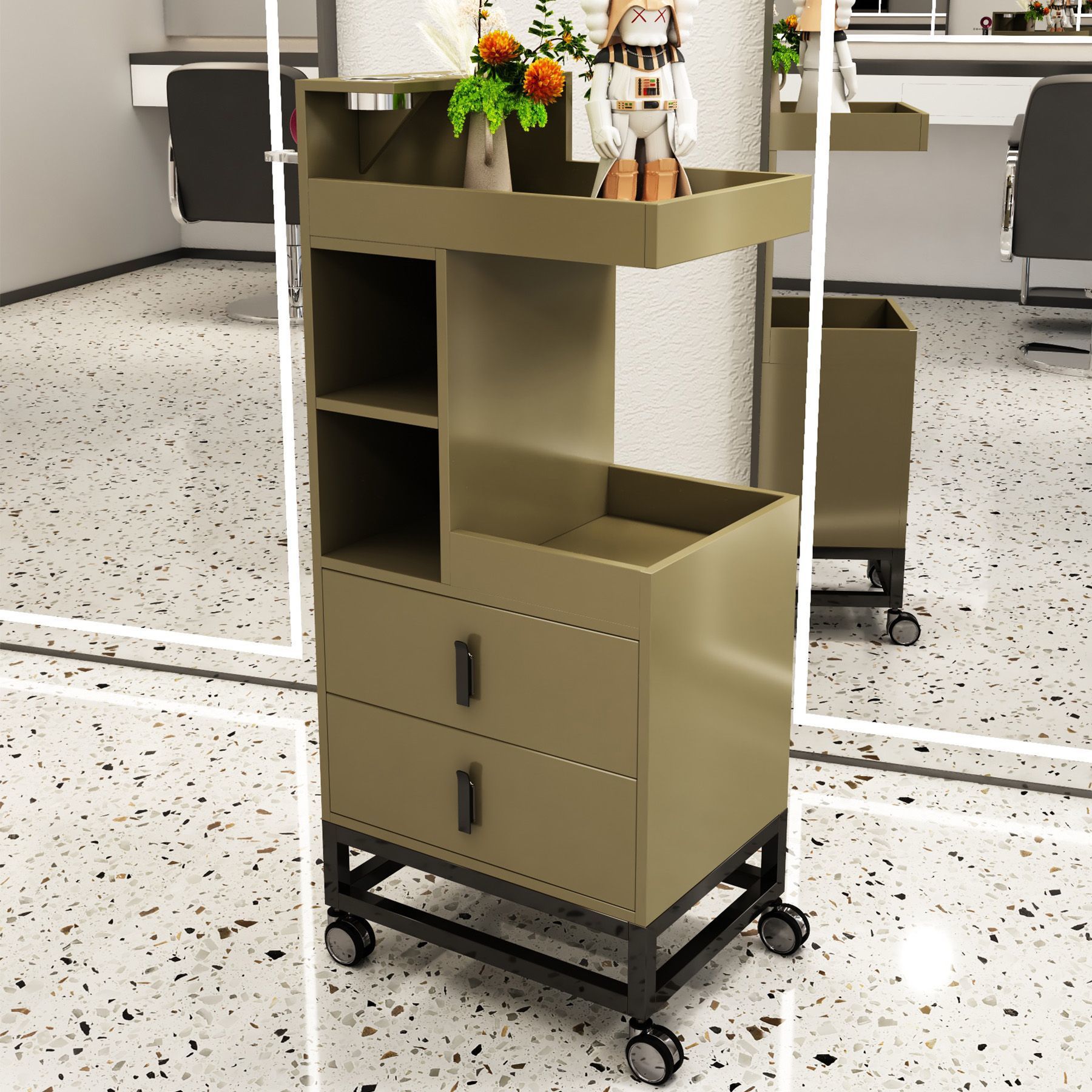 Gabinete de herramientas de peluquería especial almacenamiento armario de almacenamiento con cajón Gabinete de herramientas de peluquería red Gabinete de herramientas multicapa