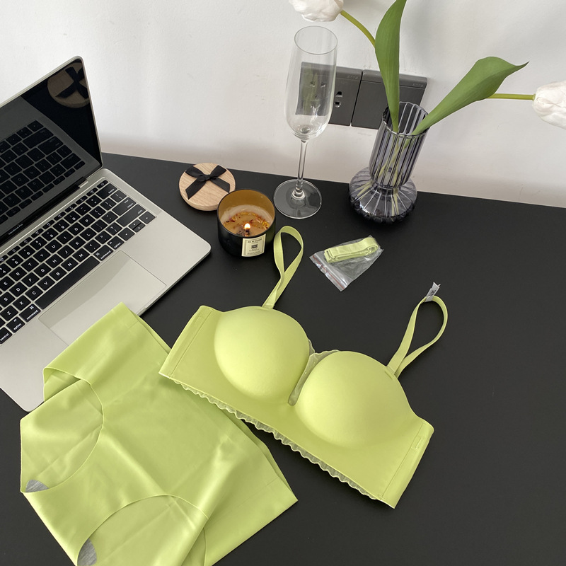 8269 ropa interior sin tirantes brillante sin costuras pequeño pecho push up ronda grande engrosada soporte superior sujetador ajustable