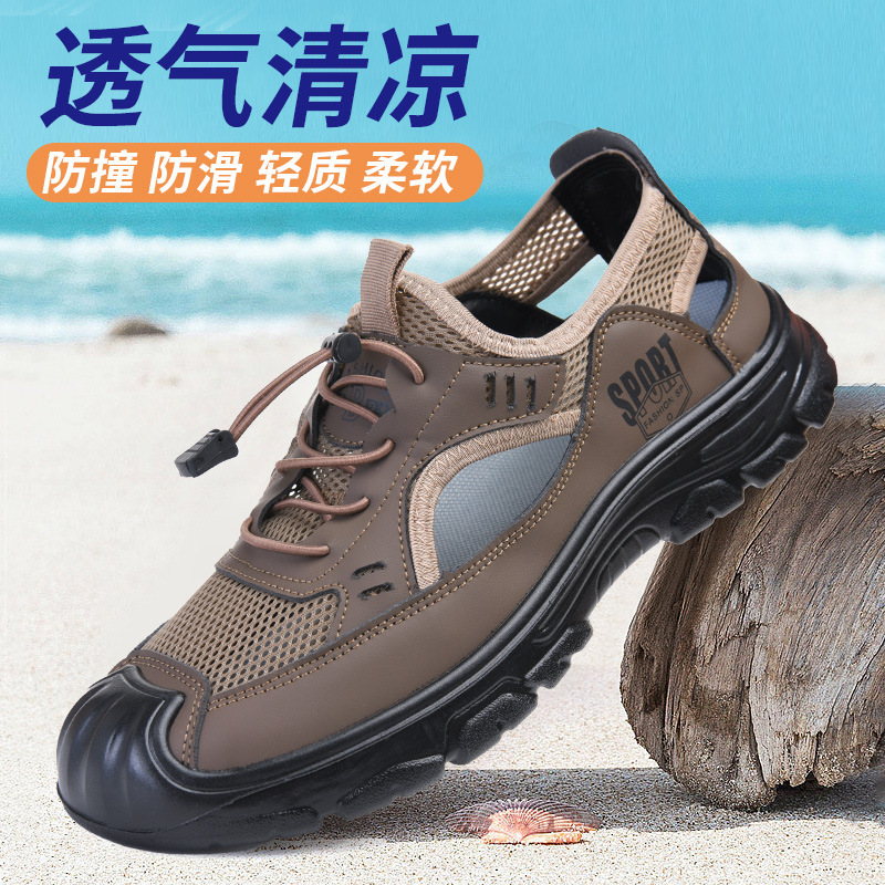 2025 verano nuevo estilo sandalias hombres huecos transpirables malla agujeros zapatos casuales de conducción de suela suave zapatos de conducción para hombres zapatos de playa