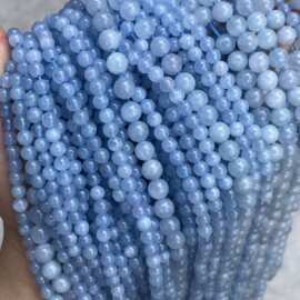 7A海蓝宝diy圆珠子散珠手工串珠优化天然石饰品配件工厂Y源头直销