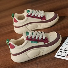 春秋季运动鞋女2025新款小白鞋百搭休闲鞋复古系带学生软底跑步鞋