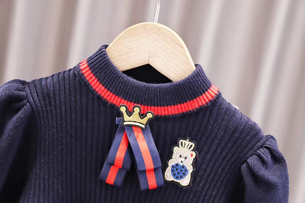 JINYONG/Jin Yongxiong [] Mädchen Frühling und Herbst Han Xiaotong gestrickte Prinzessin Kleid Pullover_voghion.com
